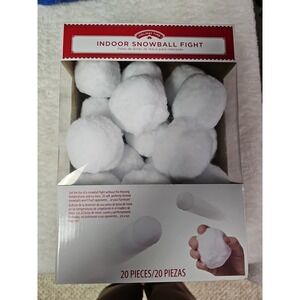 Holiday Time INDOOR Snowball Fight - 20 WHITE Soft Cotton LIGHTWEIGHT Snowballs
